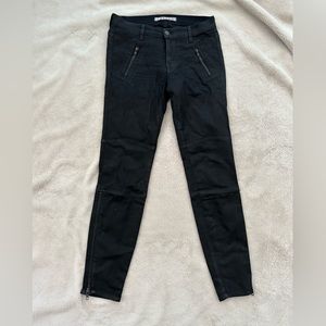 J Brand Agnes Stealth Coated Black Zipper Skinny Moto Jeans